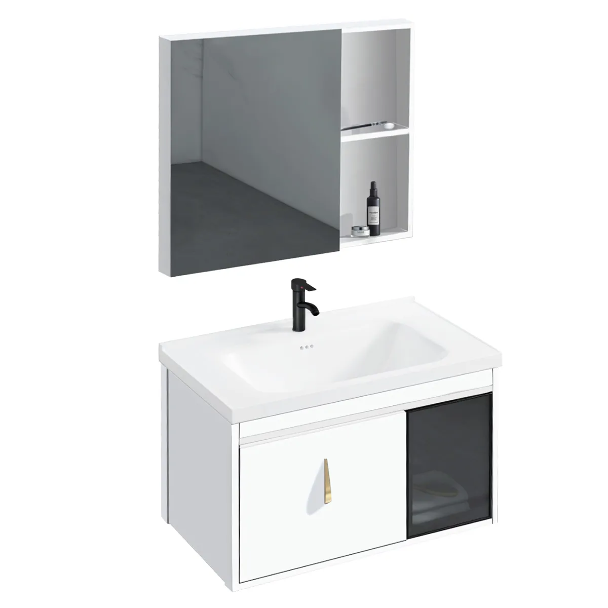 Set mobilier de baie cu lavoar Paris 60cm Alb [1]