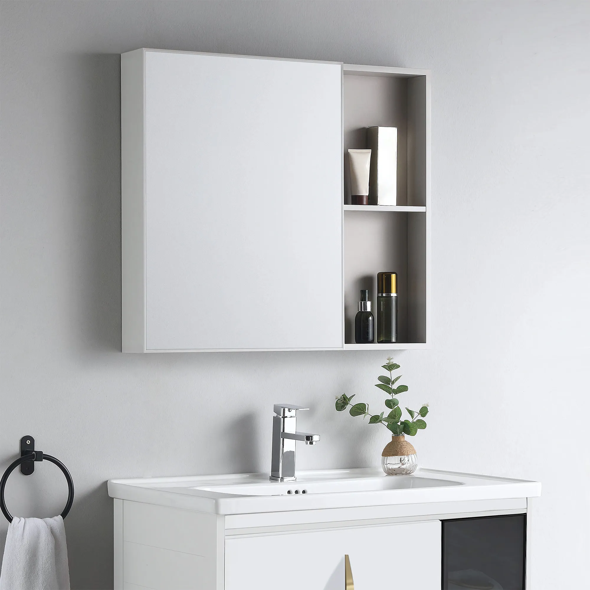 Set mobilier de baie cu lavoar Paris 60cm Alb [4]