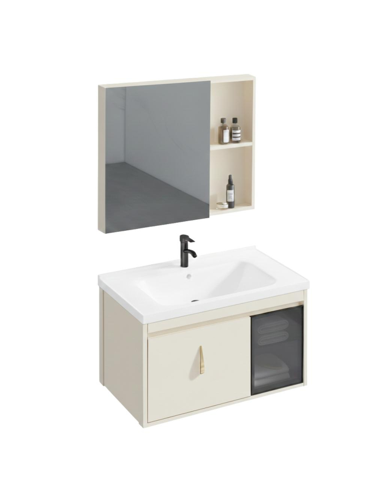 Set mobilier de baie cu lavoar Paris 60cm Bej [6]