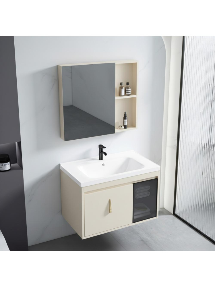 Set mobilier de baie cu lavoar Paris 60cm Bej [10]