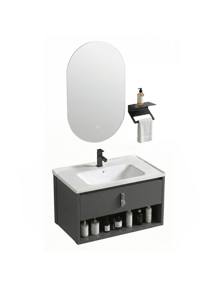 Set mobilier de baie cu lavoar Toledo 60cm Grey [7]