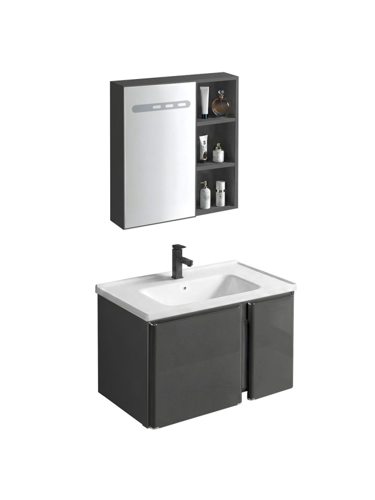 Set mobilier de baie cu lavoar Tula 60cm gri [2]