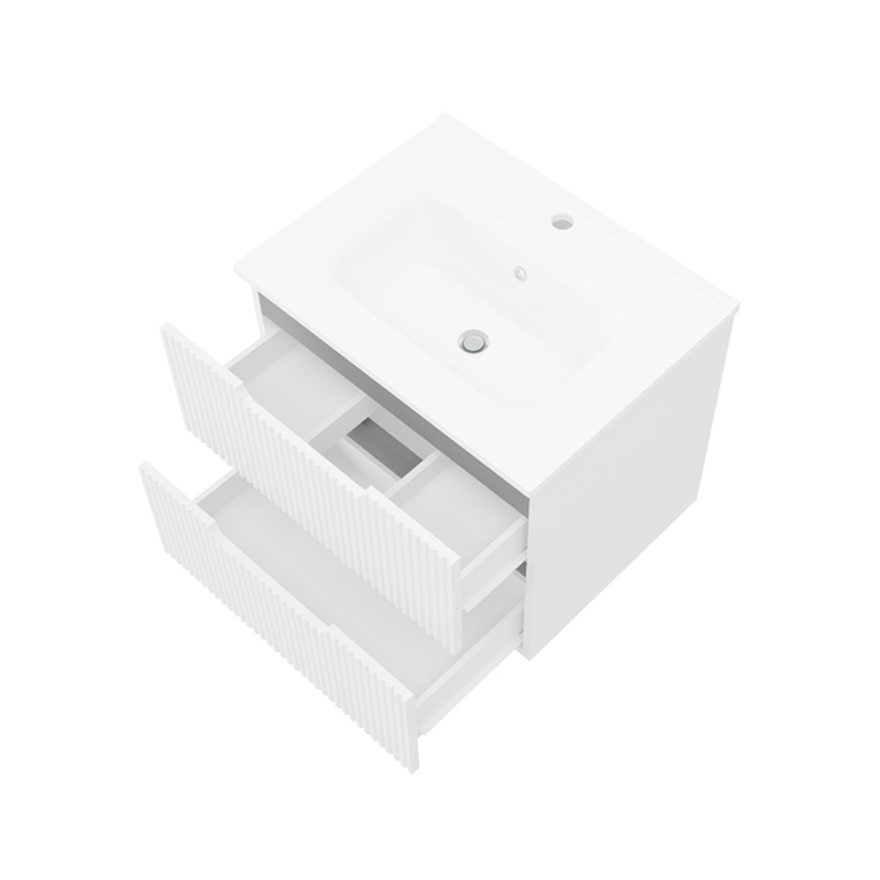 Set mobilier riflat cu lavoar Fluminia Malta 60 cu sertare soft close alb [2]