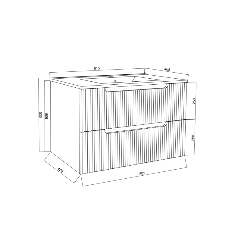 Set mobilier riflat cu lavoar Fluminia Malta 80 cu sertare soft close alb [4]