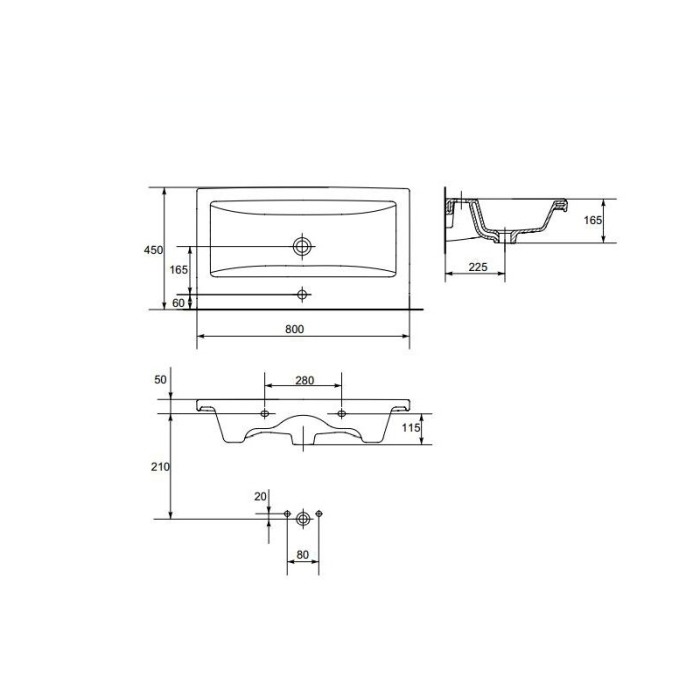 Set mobilier suspendat si lavoar Cersanit, Lara, 80 x 45 cm, alb [6]