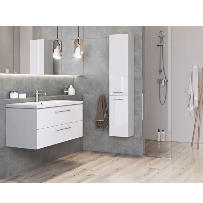 Set mobilier suspendat si lavoar Cersanit, Lara, 80 x 45 cm, alb [3]