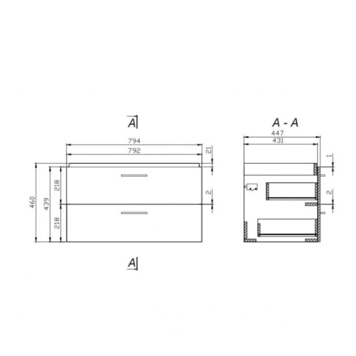 Set mobilier suspendat si lavoar Cersanit, Lara, 80 x 45 cm, alb [2]