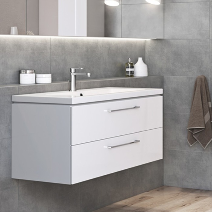 Set mobilier suspendat si lavoar Cersanit, Lara, 80 x 45 cm, alb [7]