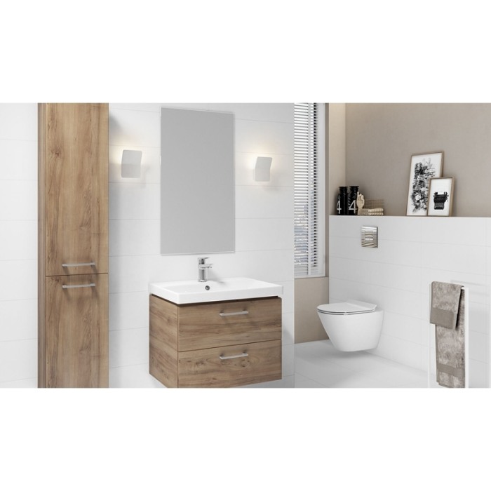 Set mobilier suspendat si lavoar Cersanit, Lara, 80 x 45 cm, nuc [5]