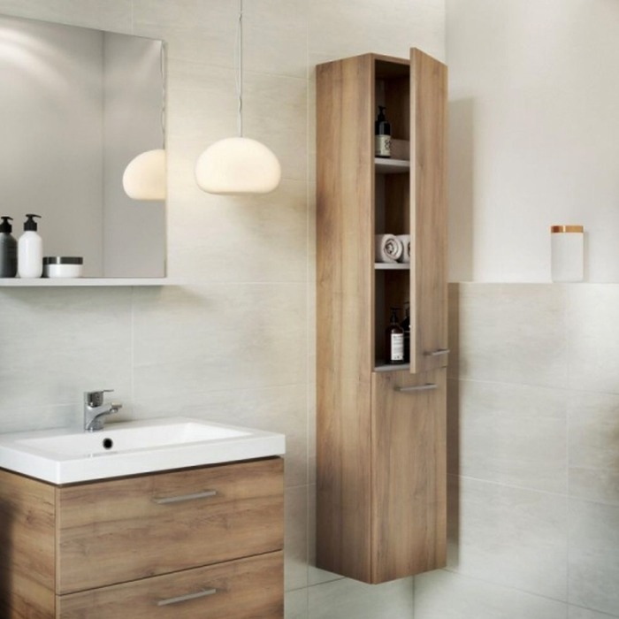Set mobilier suspendat si lavoar Cersanit, Lara, 80 x 45 cm, nuc [7]
