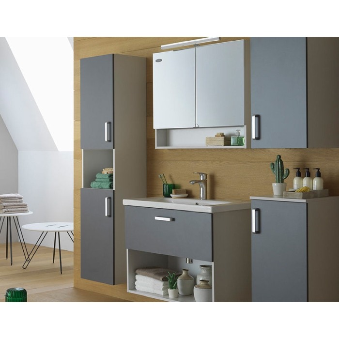 Set mobilier suspendat si lavoar Kolpasan, Evelin, 65 cm, gri antracit [5]