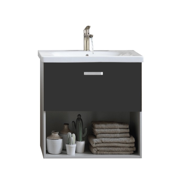 Set mobilier suspendat si lavoar Kolpasan, Evelin, 65 cm, gri antracit [1]