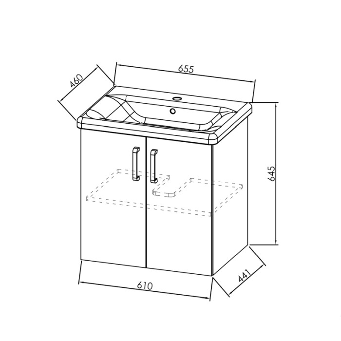 Set mobilier suspendat si lavoar Kolpasan, Evelin, 65 cm, stejar gri [2]
