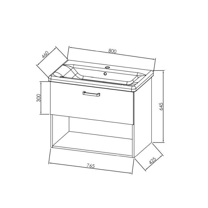 Set mobilier suspendat si lavoar Kolpasan, Evelin, 80 cm, alb [2]
