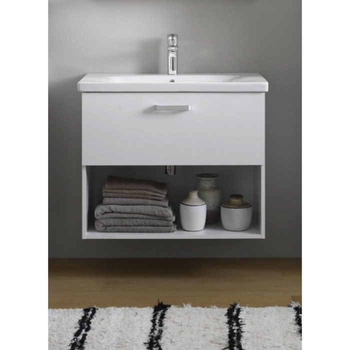 Set mobilier suspendat si lavoar Kolpasan, Evelin, 80 cm, alb [5]