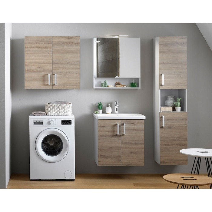 Set mobilier suspendat si lavoar Kolpasan, Evelin, 80 cm, stejar gri [5]