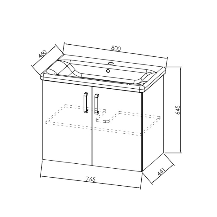Set mobilier suspendat si lavoar Kolpasan, Evelin, 80 cm, stejar gri [2]