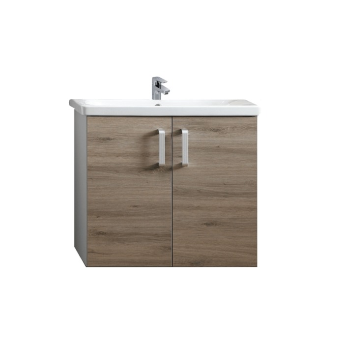 Set mobilier suspendat si lavoar Kolpasan, Evelin, 80 cm, stejar gri [1]
