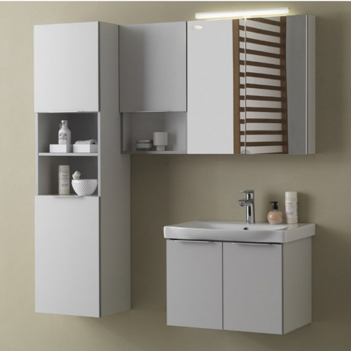 Set mobilier suspendat si lavoar Kolpasan, Lana, 65 cm, gri deschis [5]