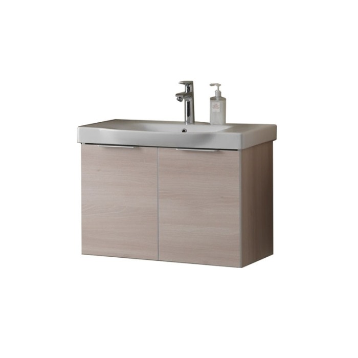 Set mobilier suspendat si lavoar Kolpasan, Lana, 65 cm, lemn deschis [1]