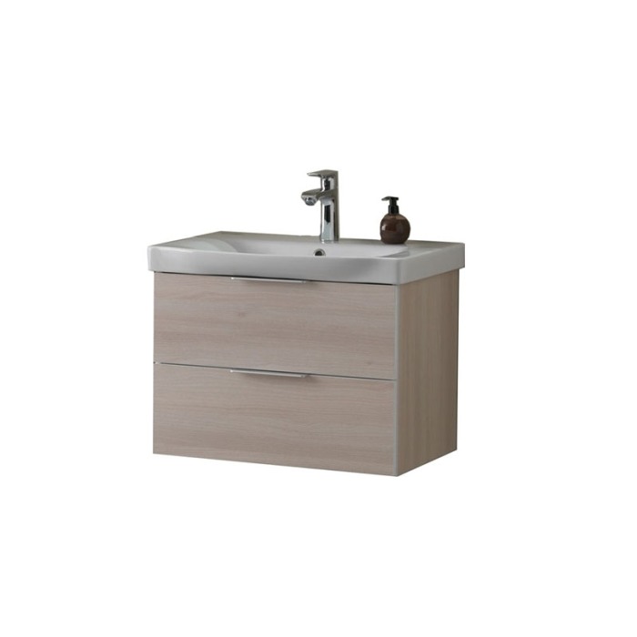 Set mobilier suspendat si lavoar Kolpasan, Lana, 65 cm, lemn deschis [1]