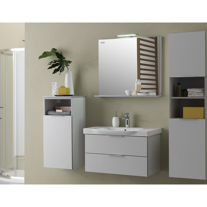Set mobilier suspendat si lavoar Kolpasan, Lana, 80 cm, gri deschis [5]