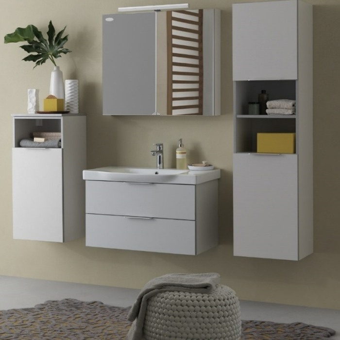 Set mobilier suspendat si lavoar Kolpasan, Lana, 80 cm, gri deschis [5]