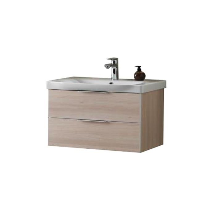 Set mobilier suspendat si lavoar Kolpasan, Lana, 80 cm, lemn deschis [1]