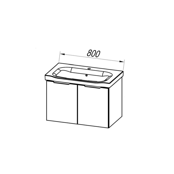 Set mobilier suspendat si lavoar Kolpasan, Lana, 80cm, lemn deschis [2]