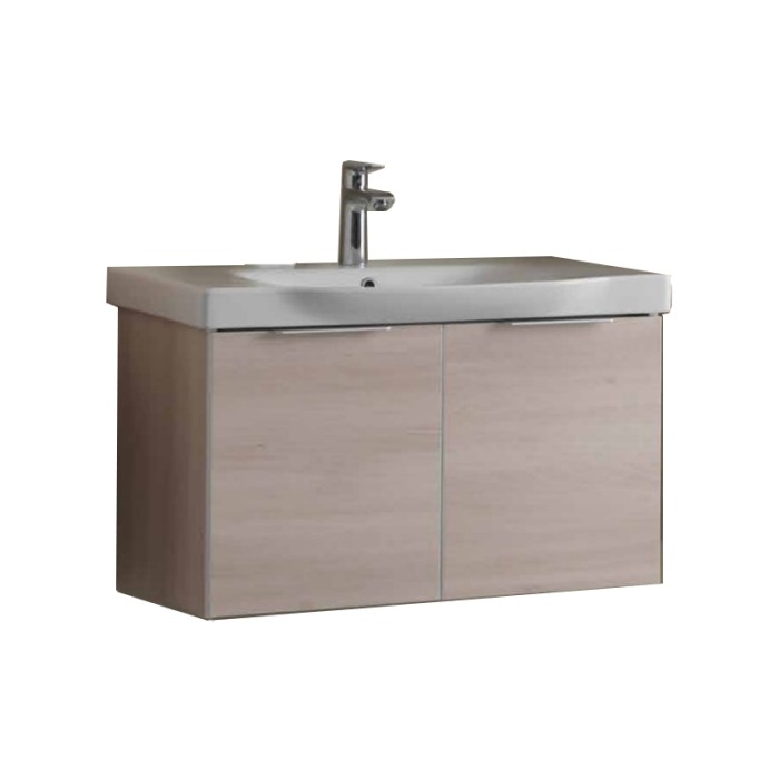 Set mobilier suspendat si lavoar Kolpasan, Lana, 80cm, lemn deschis [1]