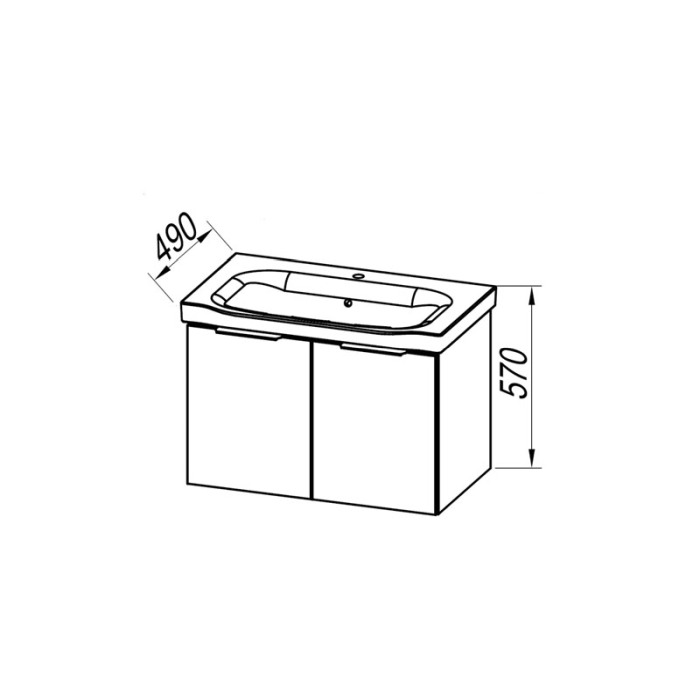 Set mobilier suspendat si lavoar Kolpasan, Lana, 80cm, lemn deschis [3]