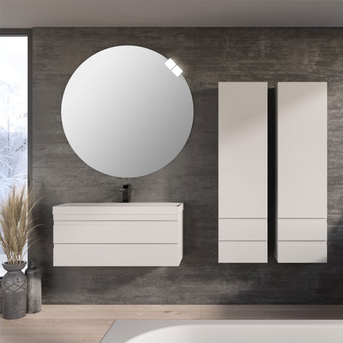 Set mobilier suspendat si lavoar, Kolpasan, Naomi, 100 cm, alb [3]