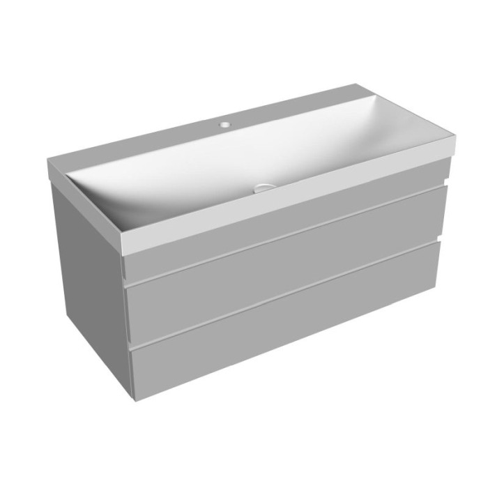 Set mobilier suspendat si lavoar, Kolpasan, Naomi, 100 cm, dark concrete [2]