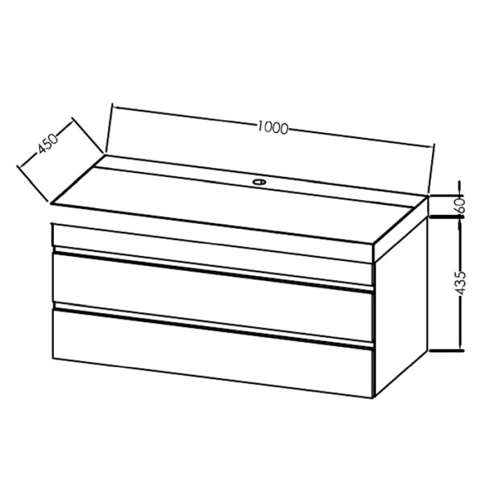 Set mobilier suspendat si lavoar, Kolpasan, Naomi, 100 cm, dark concrete [3]