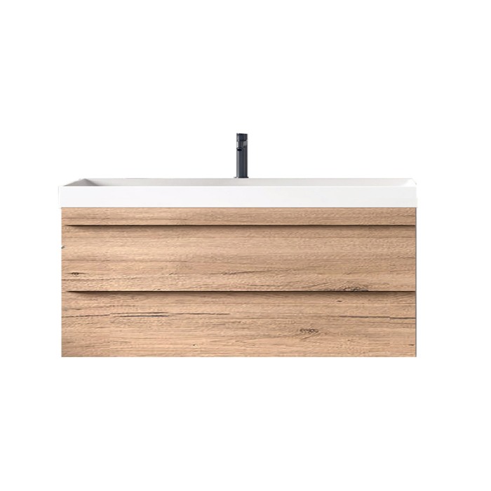 Set mobilier suspendat si lavoar, KolpaSan, Naomi, 100 cm, stejar deschis [1]