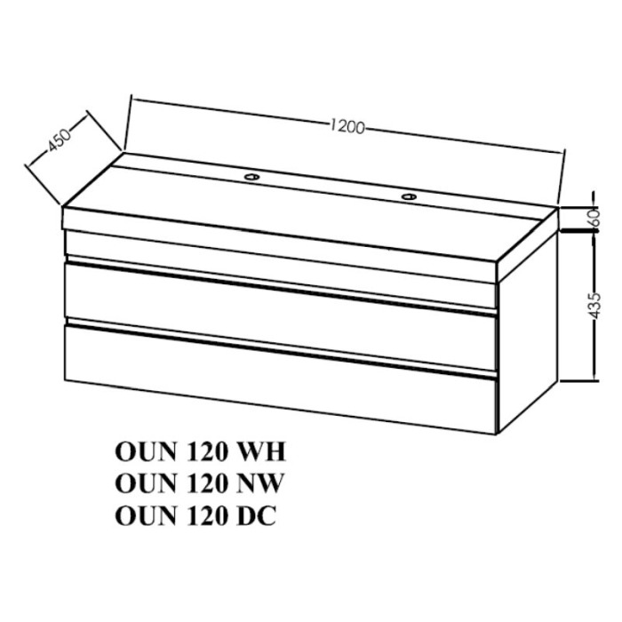 Set mobilier suspendat si lavoar, KolpaSan, Naomi, 120 cm, dark concrete [2]