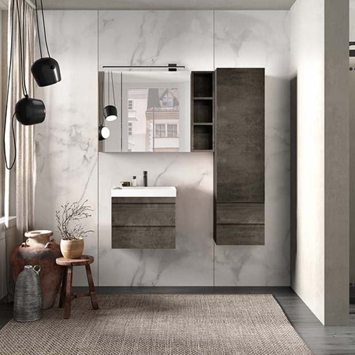 Set mobilier suspendat si lavoar, KolpaSan, Naomi, 50 cm, dark concrete [4]
