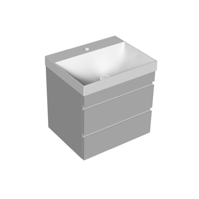 Set mobilier suspendat si lavoar, KolpaSan, Naomi, 50 cm, dark concrete [3]