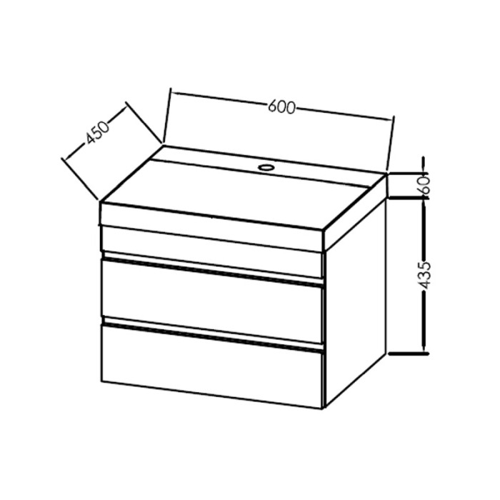 Set mobilier suspendat si lavoar, Kolpasan, Naomi, 60 cm, alb [2]