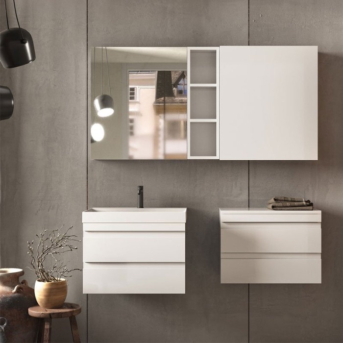 Set mobilier suspendat si lavoar, Kolpasan, Naomi, 60 cm, alb [4]
