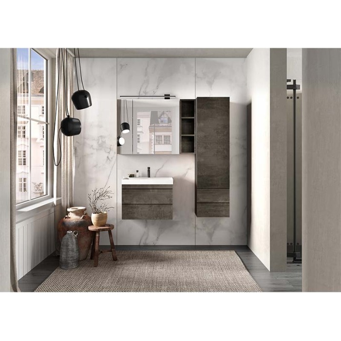 Set mobilier suspendat si lavoar, KolpaSan, Naomi, 60 cm, dark concrete [4]