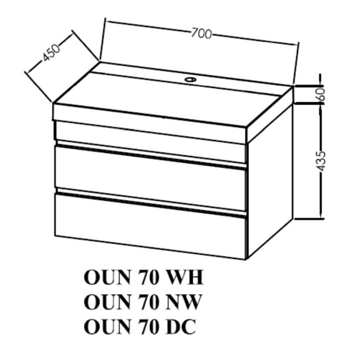 Set mobilier suspendat si lavoar, Kolpasan, Naomi, 70 cm, alb [2]