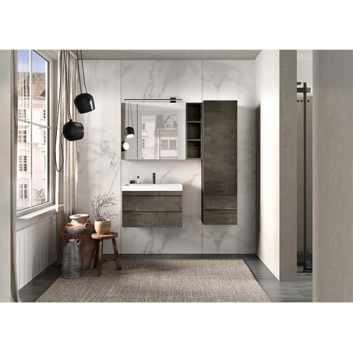 Set mobilier suspendat si lavoar, Kolpasan, Naomi, 70 cm, dark concrete [4]