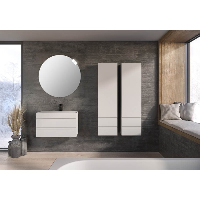 Set mobilier suspendat si lavoar, KolpaSan, Naomi, 80 cm, alb [4]