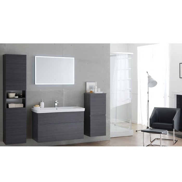Set mobilier suspendat si lavoar Kolpasan, Oxana, 105 cm, stejar inchis [2]