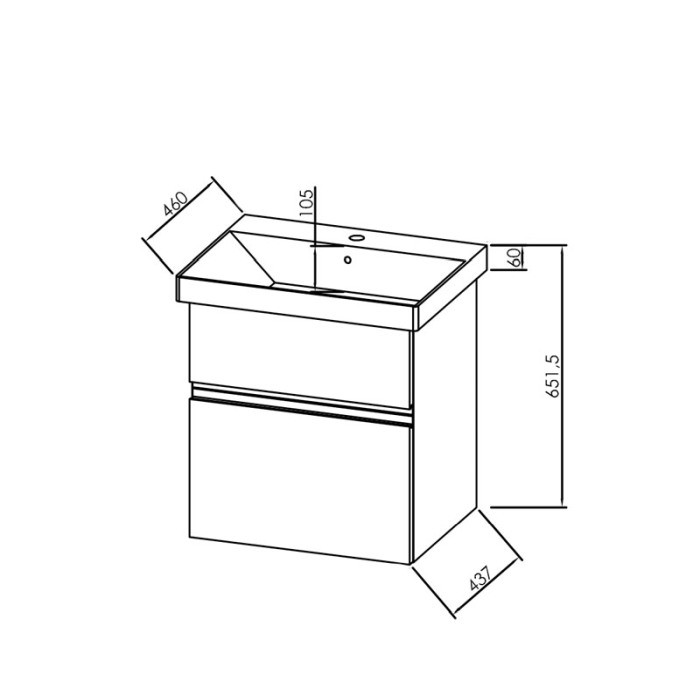 Set mobilier suspendat si lavoar Kolpasan, Oxana, 60 cm, salcam deschis [2]