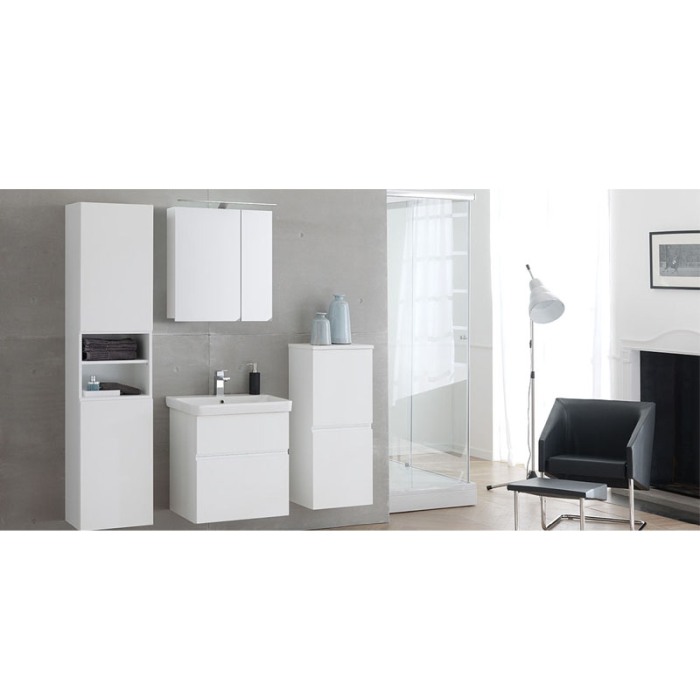 Set mobilier suspendat si lavoar Kolpasan, Oxana, 80 cm, alb [5]