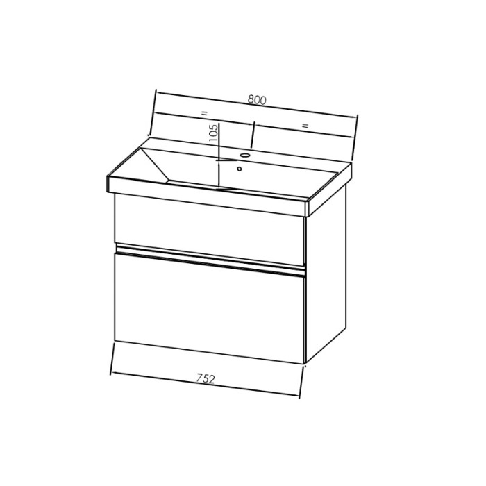 Set mobilier suspendat si lavoar Kolpasan, Oxana, 80 cm, alb [3]