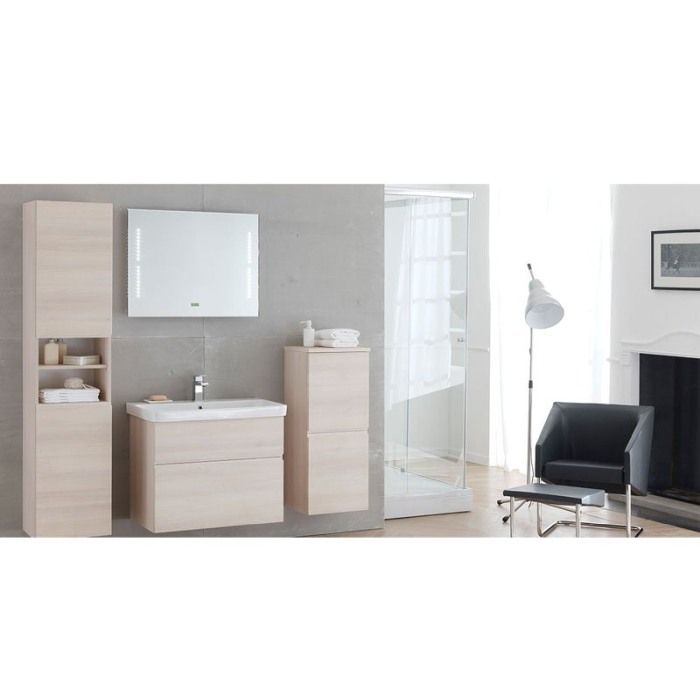 Set mobilier suspendat si lavoar Kolpasan, Oxana, salcam deschis, 80 cm [5]