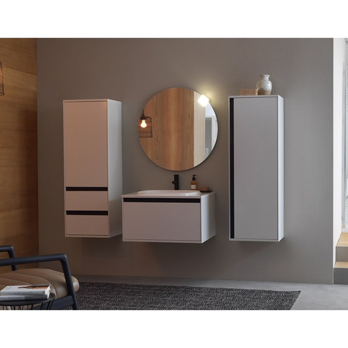 Set mobilier suspendat si lavoar Kolpasan, Pandora, 110 cm, alb lucios [5]